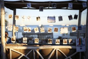 A wall made by polaroid